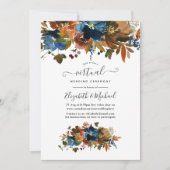 Ginger and Navy Floral Online Virtual Wedding Kaart (Voorkant)