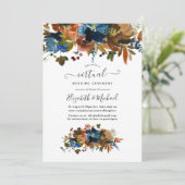 Ginger and Navy Floral Online Virtual Wedding Kaart (Staand voorkant)