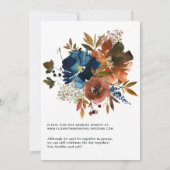 Ginger and Navy Floral Online Virtual Wedding Kaart (Achterkant)