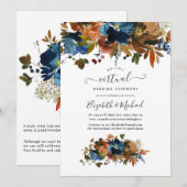 Ginger and Navy Floral Online Virtual Wedding Kaart (Voorkant / Achterkant)
