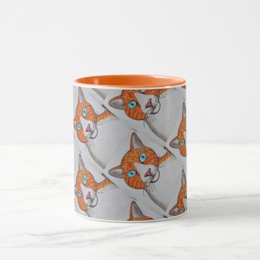 Ginger and White cat mug Mok (Midden)