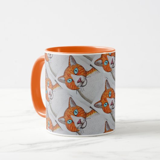 Ginger and White cat mug Mok (Voorkant links)