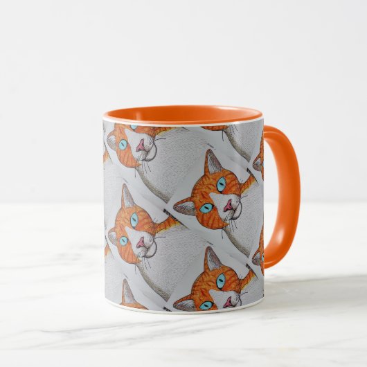 Ginger and White cat mug Mok (Voorkant rechts)