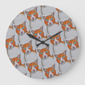 Ginger and white Cat Wall Clock Grote Klok (Voorkant)