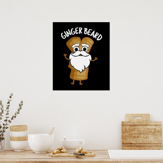 Ginger Baard Grappig Gingerbread Food Pun Donker B Poster (Keuken)