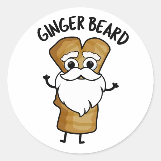 Ginger Baard Grappig Gingerbread Voedsel Pun Ronde Sticker (Voorkant)