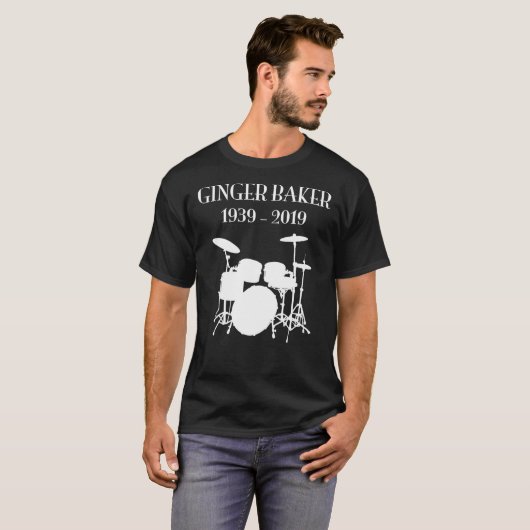 Ginger Baker RIP 1939-2019 met drums Classic T-Sh T-shirt (Voorkant volledig)