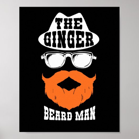 Ginger Beard Man Funny Redhead Irish Bearded Manne Poster (Voorkant)