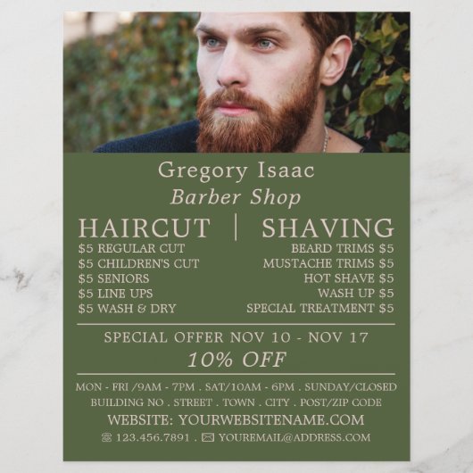 Ginger Beard Model, Mannen Barbres Adverteren Flyer (Voorkant)