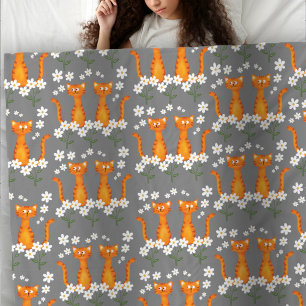 Ginger Bloemen Sinaasappel Kat Energie Fleece Deken