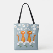 Ginger Bloemen Sinaasappel Kat Energie Tote Bag (Achterkant)