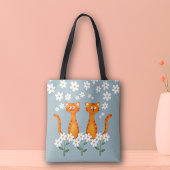 Ginger Bloemen Sinaasappel Kat Energie Tote Bag