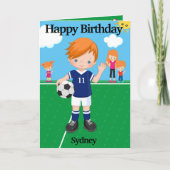 Ginger Boys Voetbal Kleurplaat Happy Birthday Kaart (Voorkant)