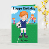 Ginger Boys Voetbal Kleurplaat Happy Birthday Kaart (Gele Bloem)