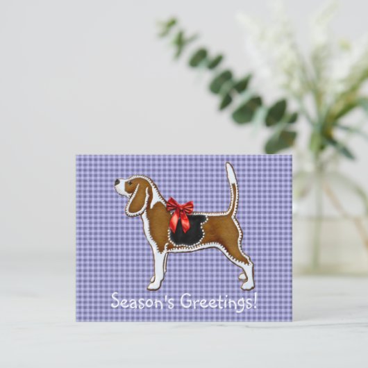 Ginger Bread Beagle Kerstkoekje Kaart (Staand voorkant)