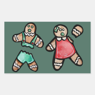 Ginger Bread Couple Snap Gingerbrood man koekjes Rechthoekige Sticker