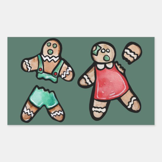 Ginger Bread Couple Snap Gingerbrood man koekjes Rechthoekige Sticker (Voorkant)