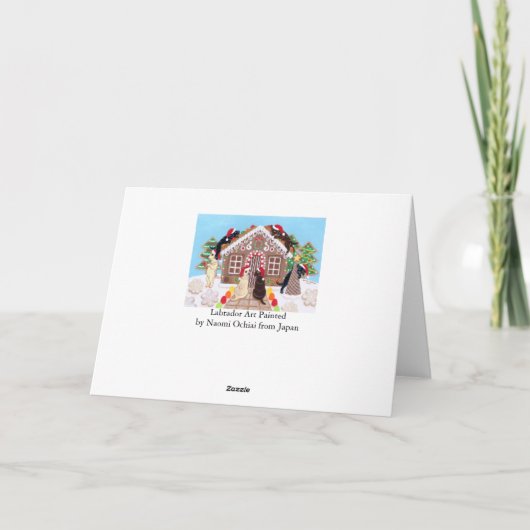 Ginger Bread House Labrador Kerst Kaarten (Achterkant)