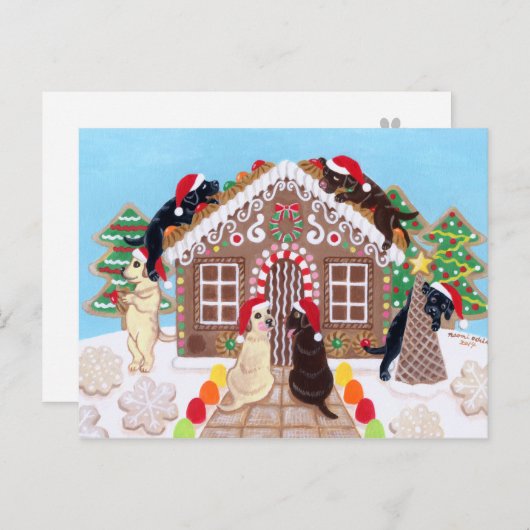 Ginger Bread House Labradors schilderen Briefkaart (Voorkant / Achterkant)