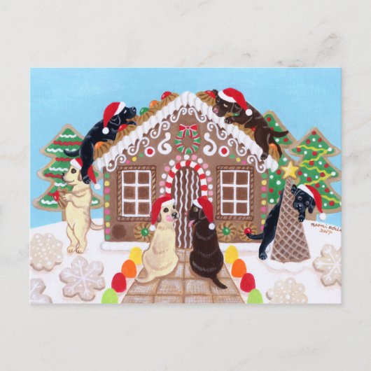 Ginger Bread House Labradors schilderen Briefkaart (Voorkant)