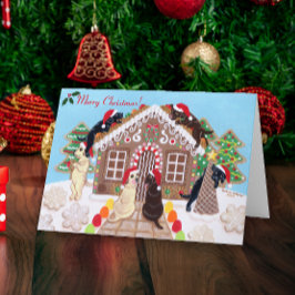 Ginger Bread House Labradors schilderen Feestdagen Kaart