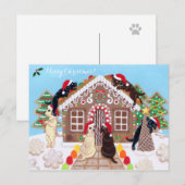 Ginger Bread House Labradors schilderen Feestdagenkaart (Voorkant / Achterkant)