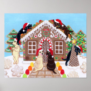 Ginger Bread House Labradors schilderen Poster