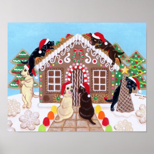 Ginger Bread House Labradors schilderen Poster (Voorkant)