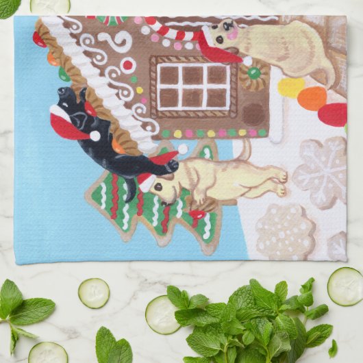 Ginger Bread House Labradors schilderen Theedoek (Gevouwen)