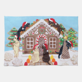 Ginger Bread House Labradors schilderen Theedoek