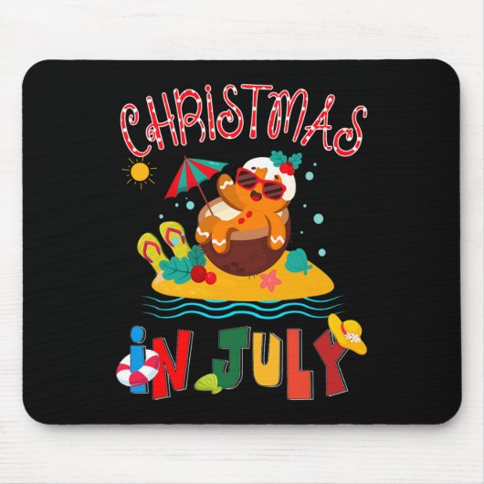 Ginger Bread Kerstmis In Juli Grappig Strand Zomer Muismat (Voorkant)