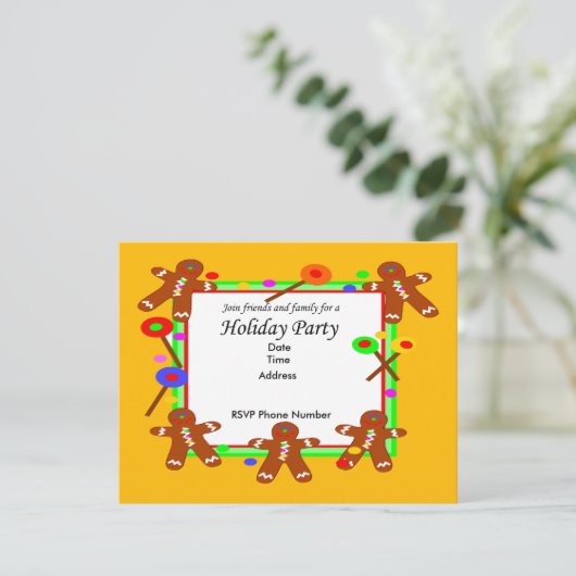 Ginger Bread Man Invitation Kaart (Staand voorkant)