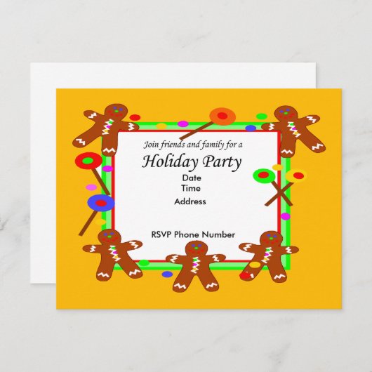 Ginger Bread Man Invitation Kaart (Voorkant / Achterkant)