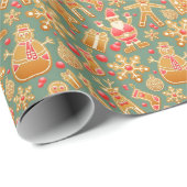 Ginger Bread Man Patroon National Gingerbrood Day Cadeaupapier (Rol Hoek)