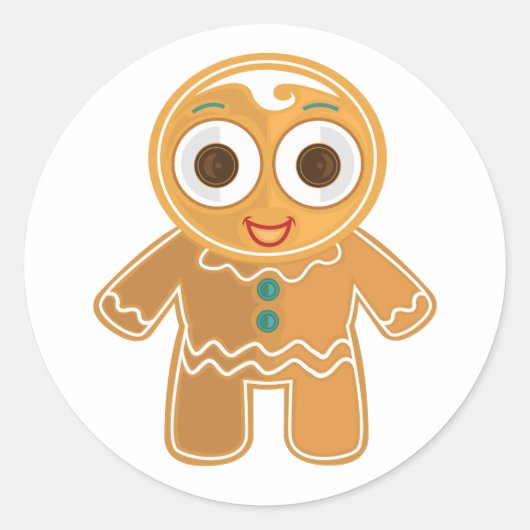 Ginger Bread Man Ronde Sticker (Voorkant)