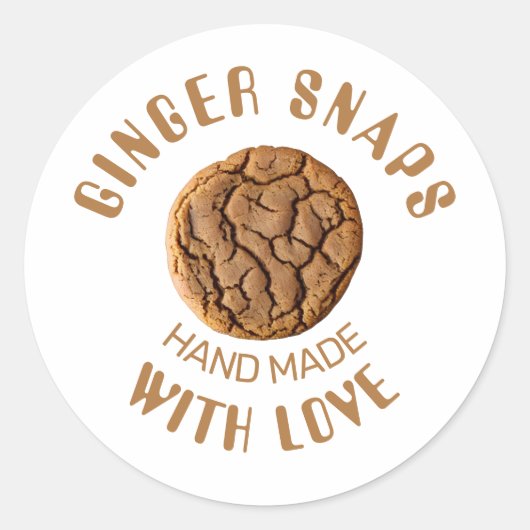 Ginger breekt handgemaakt met liefde ronde sticker (Voorkant)