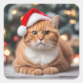 Ginger Brits Korthaar Kerstmis Vierkante Sticker