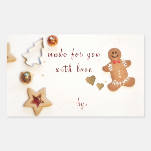 Ginger Brood Man Kerst bakken Gift Giving Rechthoekige Sticker (Voorkant)