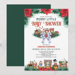 Ginger Brood Poinsettia Merry Little Baby shower Kaart