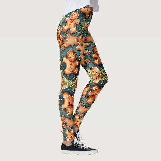 Ginger broodman Kerst Patroon Leggings (Rechts)