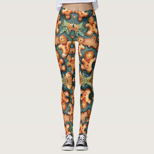 Ginger broodman Kerst Patroon Leggings (Voorkant)