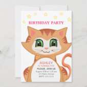 Ginger Cat 5th Birthday Party Invitation Kaart (Voorkant)