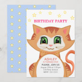 Ginger Cat 5th Birthday Party Invitation Kaart (Voorkant / Achterkant)
