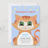 Ginger Cat 5th Boy Birthday Party Invitation Kaart (Voorkant)