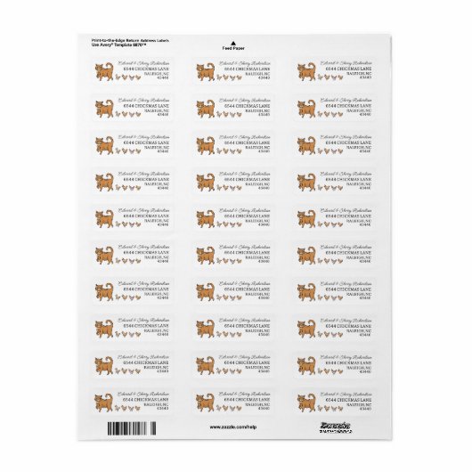 Ginger Cat and Chicks Return Address Etiket (Full Sheet)