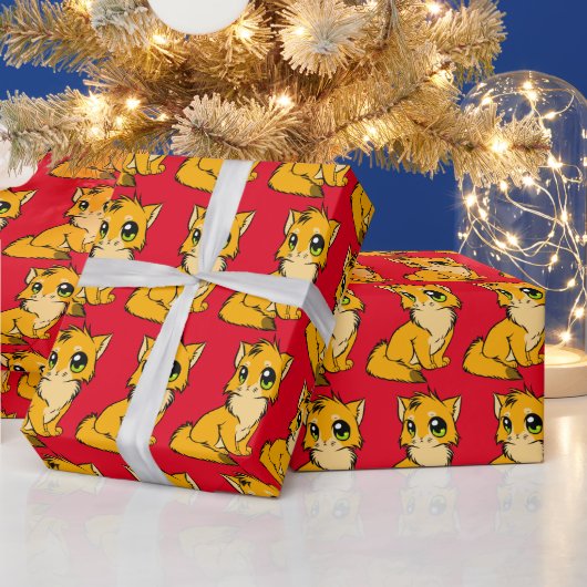 GINGER CAT ART CHRISTMAS WRAPPINGPAPIER CADEAUPAPIER (Feestdagen)