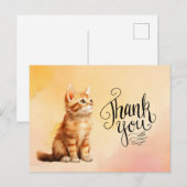 Ginger Cat Bedankt waterverf Briefkaart (Voorkant / Achterkant)