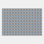 Ginger Cat Blauw Wit Bloemen Engels Delft Inpakpapier Vel (Voorkant 3)