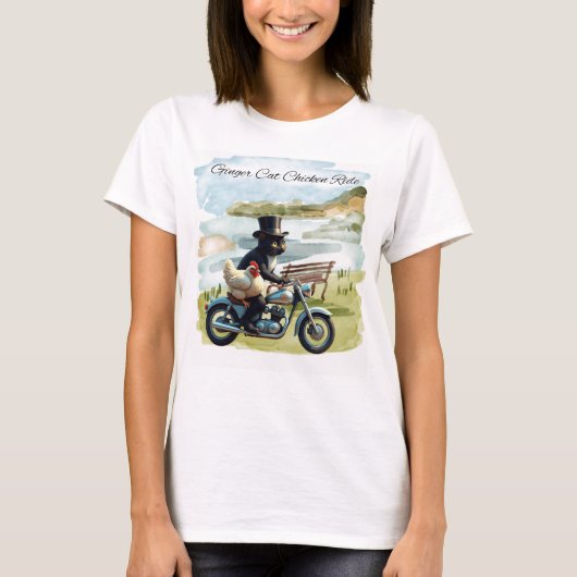 Ginger Cat Chicken Ride T-shirt (Voorkant)