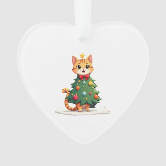 Ginger Cat Christmas Tree Cute Xmas Girls Kids Tod Ornament (voorkant)